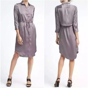 Banana Republic Charmeuse Long Sleeve Button Down Shirt Dress